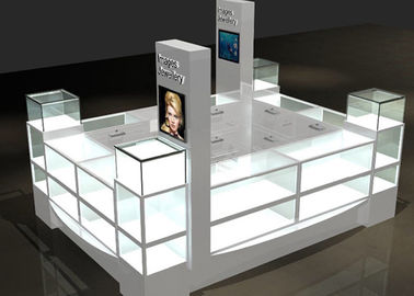 Custom Mall Kiosk Kristal Cam Ahşap ile LED Spot Işıkları Birleştirin
