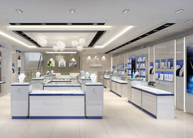 Mavi Renk Dekorasyon Şov Salonu Ekran Kulüpleri Ahşap Ve Tempered Glass Malzemesi